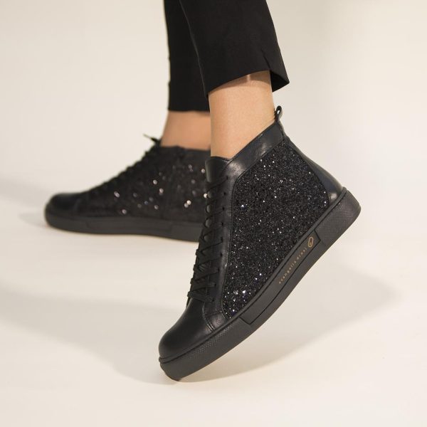 BLACK GLITTER SNEAKERS BOOTS