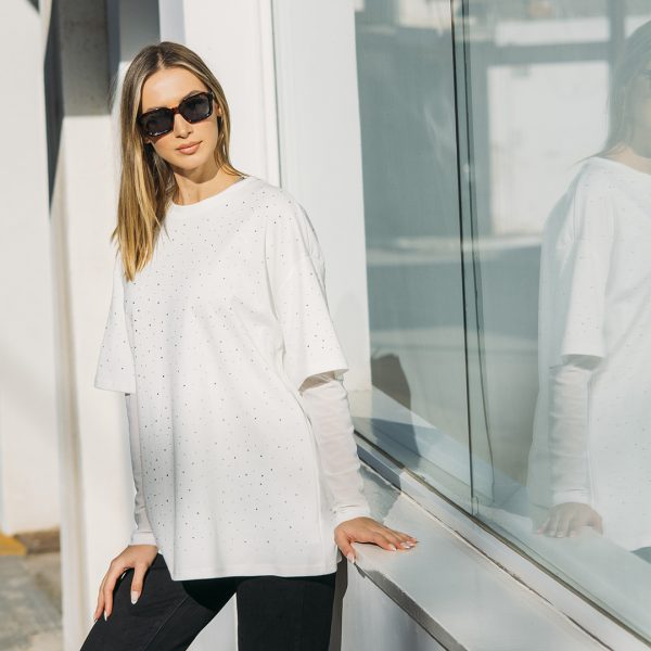 ΜΠΛΟΥΖΑ ΜΕ ΜΑΚΡΥ ΜΑΝΙΚΙ ΚΑΙ STRASS