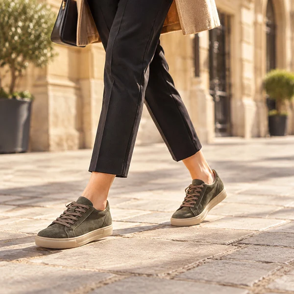Γυναικεία Δερμάτινα Sneakers Καφέ- Suede