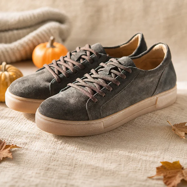 Γυναικεία Δερμάτινα Sneakers Καφέ- Suede