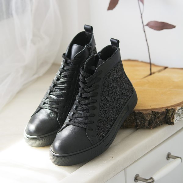 SNEAKERS BOOTS BLACK GLITTER