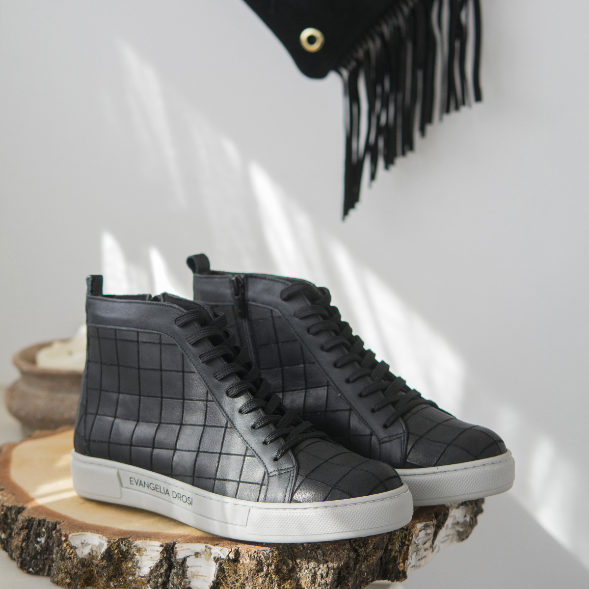 SNEAKERS BOOTS BLACK-CROCO