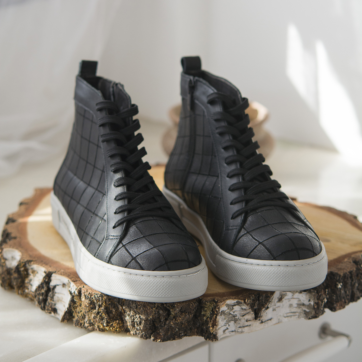 SNEAKERS BOOTS BLACK-CROCO