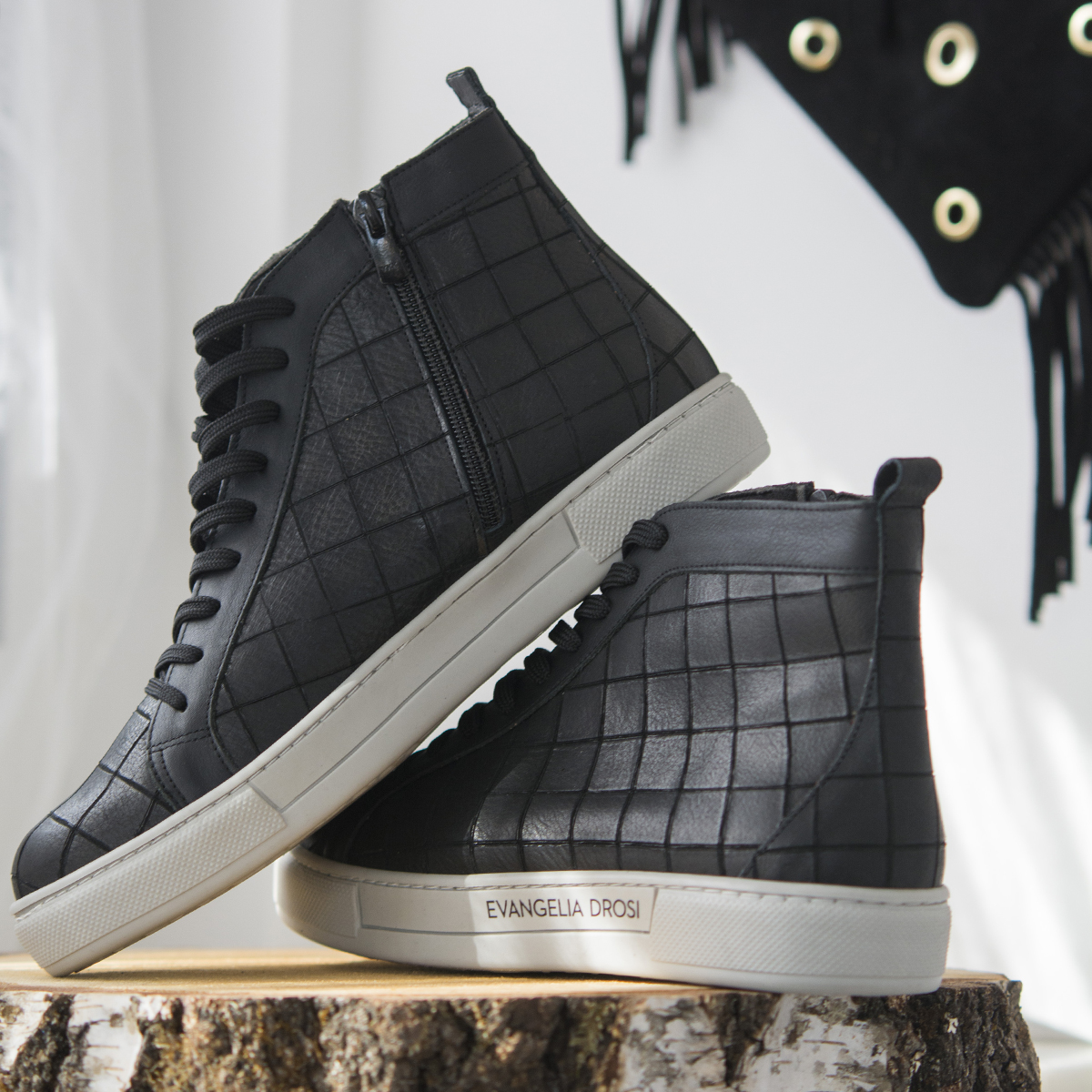 SNEAKERS BOOTS BLACK-CROCO