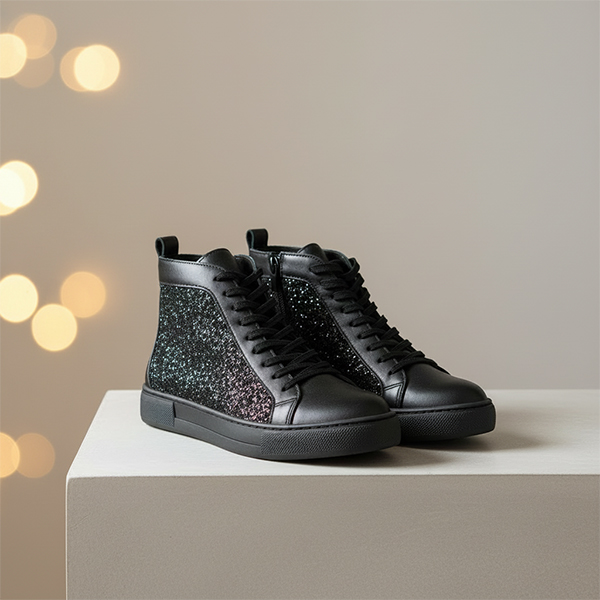 SNEAKERS BOOTS BLACK GLITTER