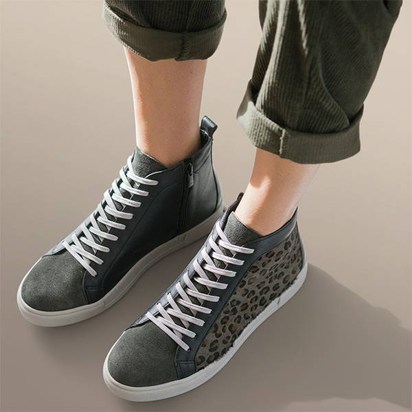 SNEAKERS BOOTS LEOPAR GREY
