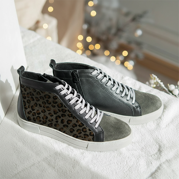 SNEAKERS BOOTS LEOPAR GREY