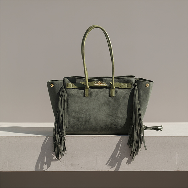 ΤΣΑΝΤΑ SUEDE-SHOPPER ΜΕ ΚΡΟΣΙΑ