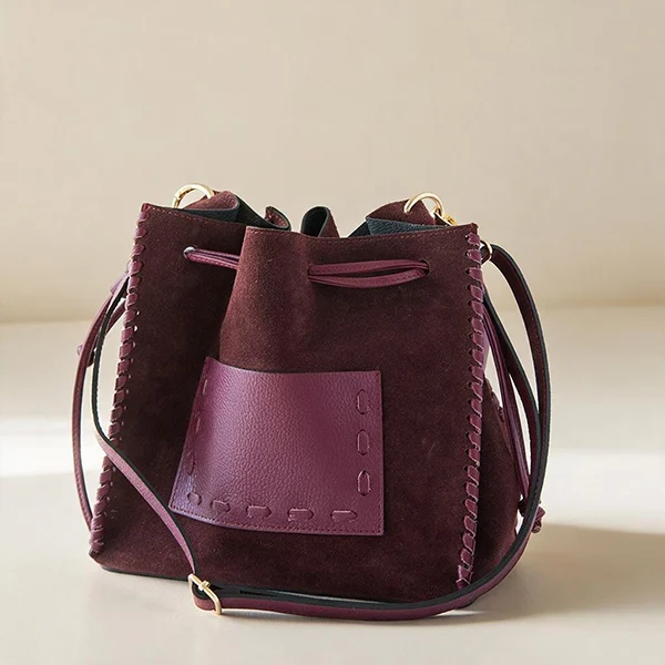 Γυναικεία Δερμάτινη Τσάντα Bucket-Pouch