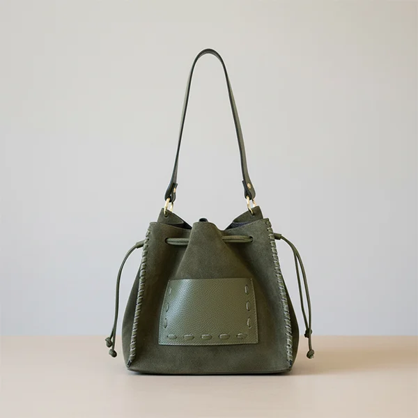 Γυναικεία Δερμάτινη Τσάντα Bucket-Pouch