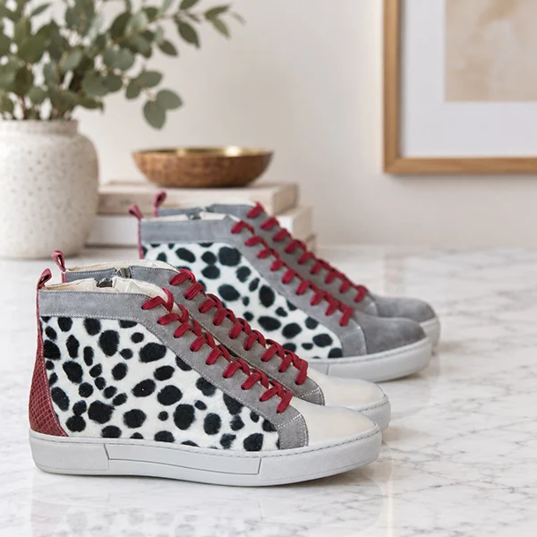 Γυναικεία Δερμάτινα Sneakers Boots Dots