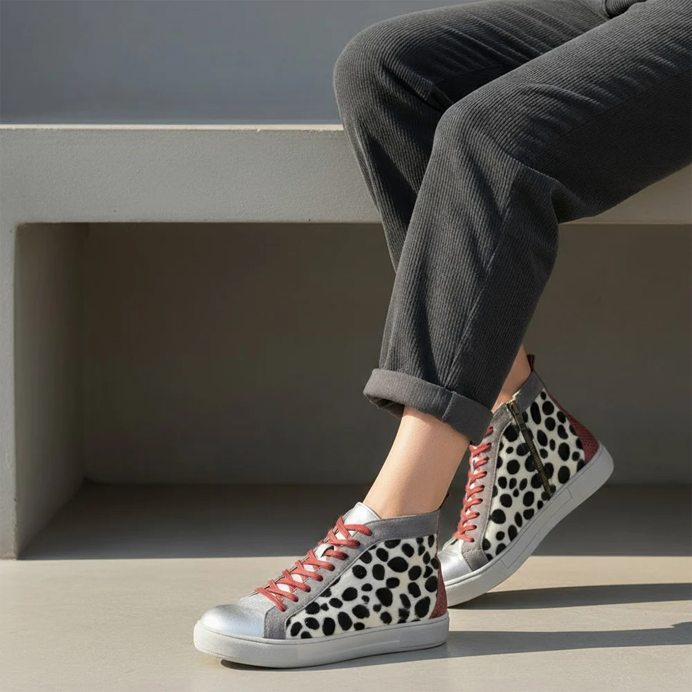 Γυναικεία Δερμάτινα Sneakers Boots Dots