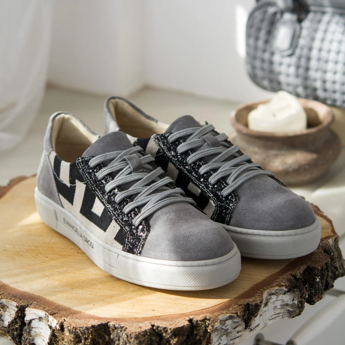 Γυναικεία Δερμάτινα Sneakers Γκρι Maiandros