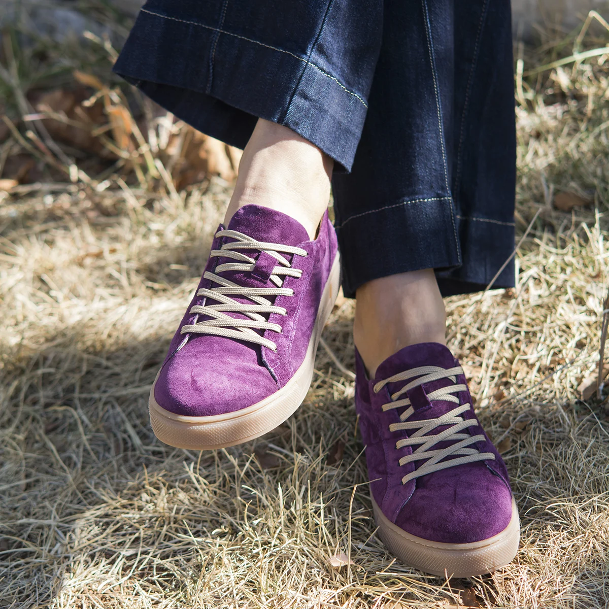 Γυναικεία Δερμάτινα Sneakers Μωβ