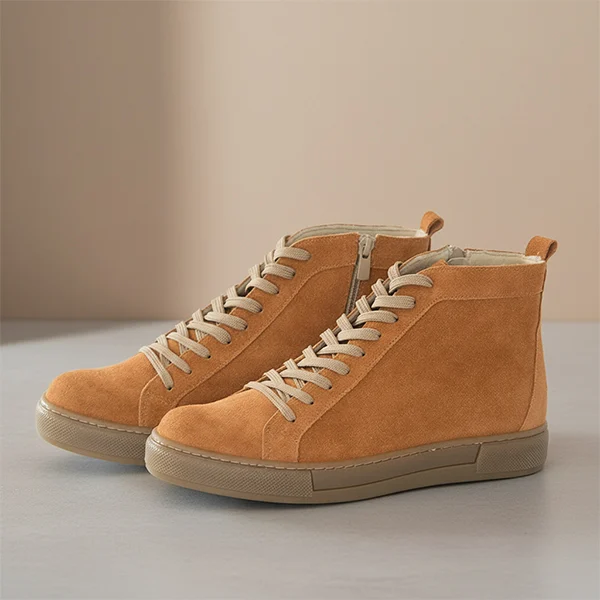 Γυναικεία Δερμάτινα Sneakers Boots Καφέ Αποχρώσεις