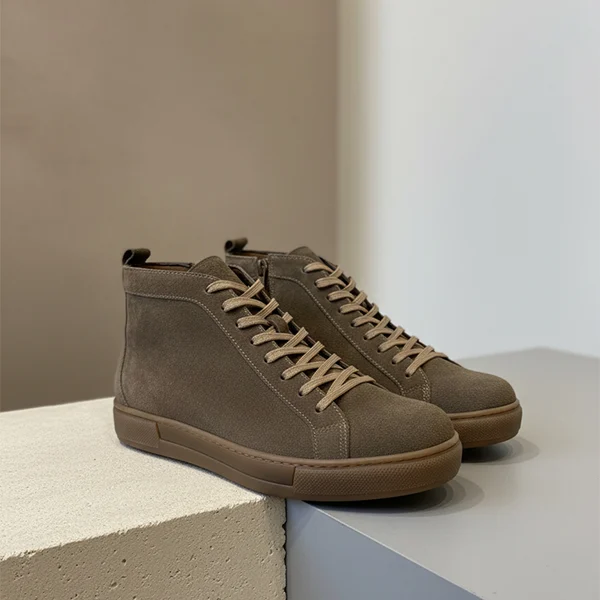 Γυναικεία Δερμάτινα Sneakers Boots Καφέ Αποχρώσεις