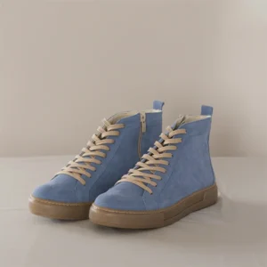 Γυναικεία Δερμάτινα Sneakers Boots Μπλε Αποχρώσεις