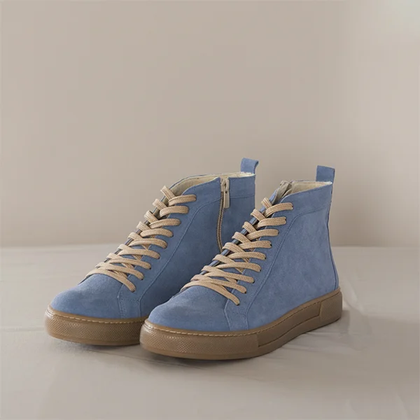 Γυναικεία Δερμάτινα Sneakers Boots Μπλε Αποχρώσεις