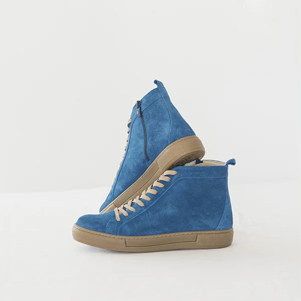 Γυναικεία Δερμάτινα Sneakers Boots Μπλε Αποχρώσεις