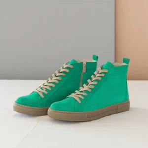 Γυναικεία Δερμάτινα Sneakers Boots Πράσινες Αποχρώσεις