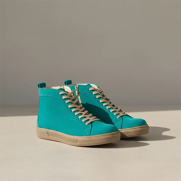 Γυναικεία Δερμάτινα Sneakers Boots Πράσινες Αποχρώσεις