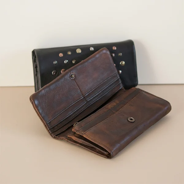 Γυναικείο Δερμάτινο Πορτοφόλι με Τρουκς