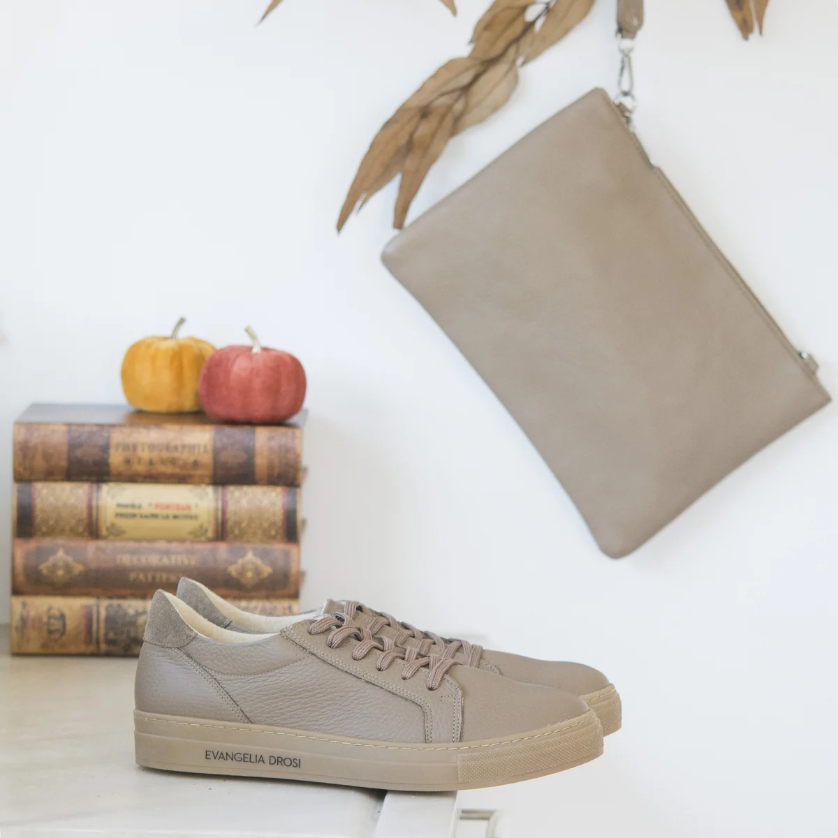 Γυναικεία Δερμάτινα Sneakers Mocha Mousse