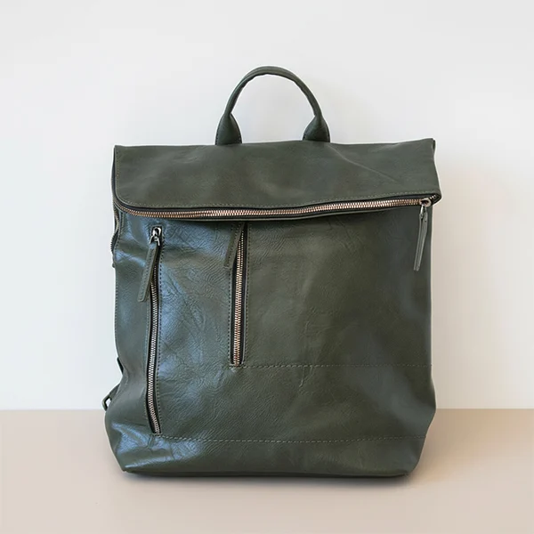 Γυναικεία τσάντα πλάτης Zipper από Τεχνόδερμα