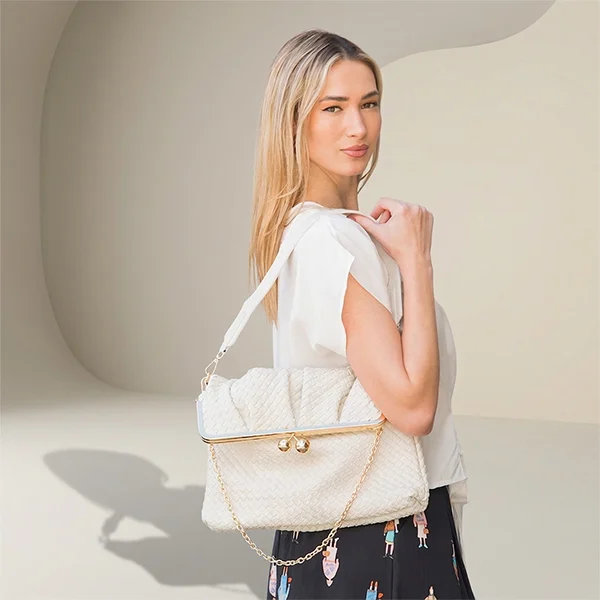 Γυναικεία Τσάντα Πλεκτή Vintage από Τεχνόδερμα