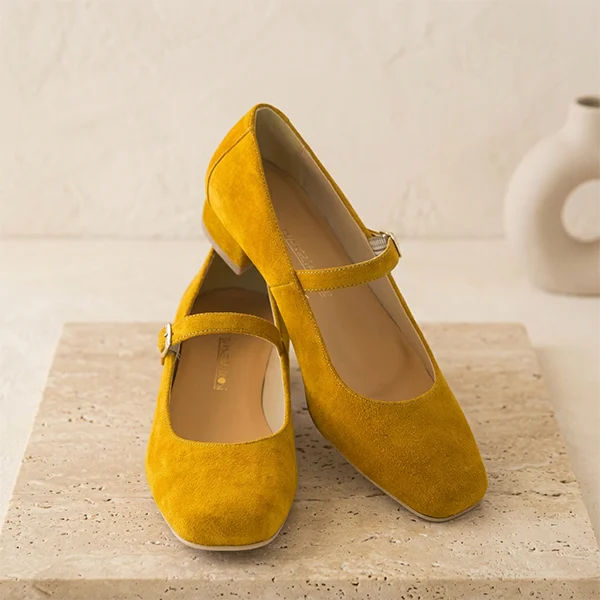 Γυναικείες Δερμάτινες Μπαλαρίνες Mary Jane με Μπαρέτα