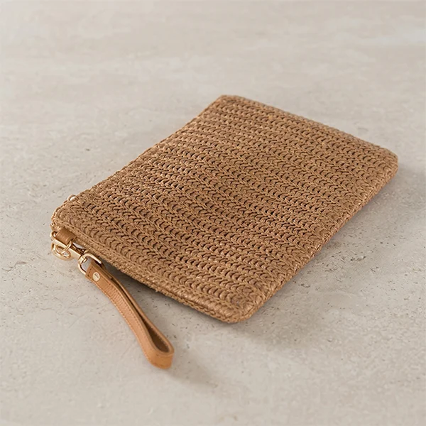 Γυναικείο Τσαντάκι Ψάθινο με Δερμάτινες Λεπτομέρειες