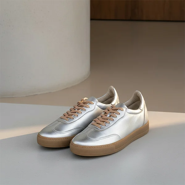 Γυναικεία Δερμάτινα Sneakers Μεταλλικά