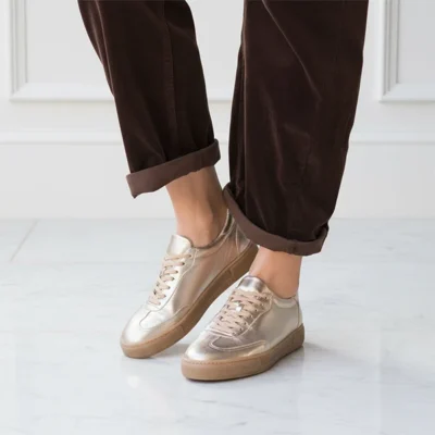 Γυναικεία Δερμάτινα Sneakers Μεταλλικά