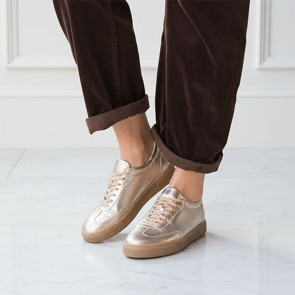 Γυναικεία Δερμάτινα Sneakers Μεταλλικά