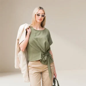 Κοντομάνικη Μπλούζα με Δέσιμο
