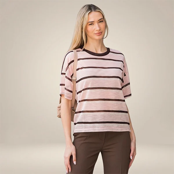 Κοντομάνικη Μπλούζα Ριγέ σε Χρώματα