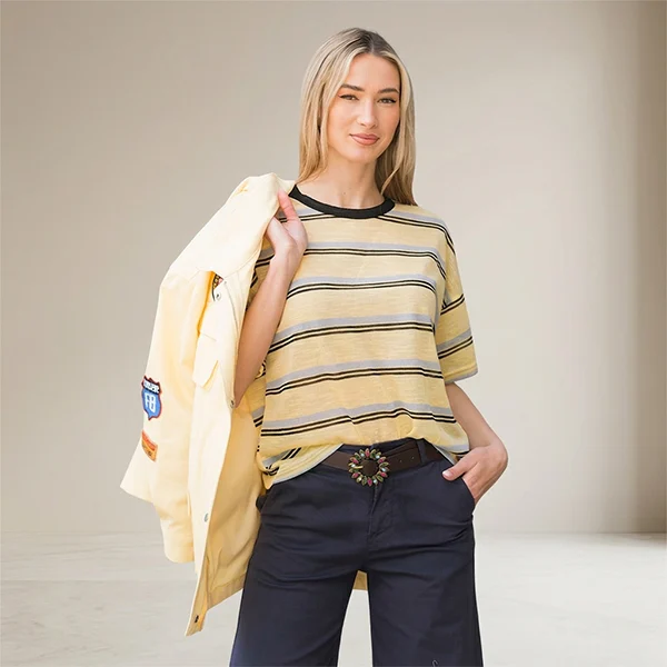 Κοντομάνικη Μπλούζα Ριγέ σε Χρώματα