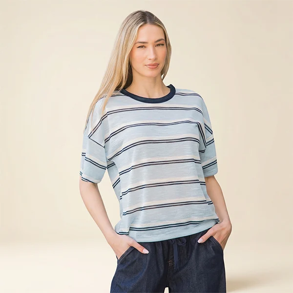 Κοντομάνικη Μπλούζα Ριγέ σε Χρώματα