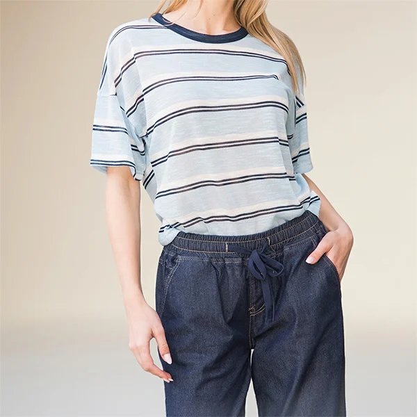 Κοντομάνικη Μπλούζα Ριγέ σε Χρώματα