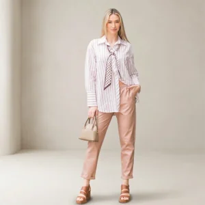 Πουκάμισο Ριγέ με Φουλάρι