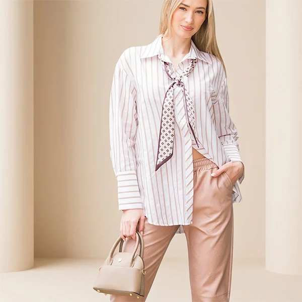 Πουκάμισο Ριγέ με Φουλάρι