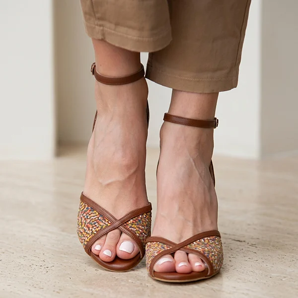 Γυναικεία Δερμάτινα Πέδιλα Brown Chic
