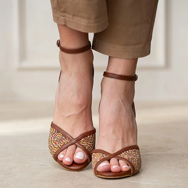 Γυναικεία Δερμάτινα Πέδιλα Brown Chic