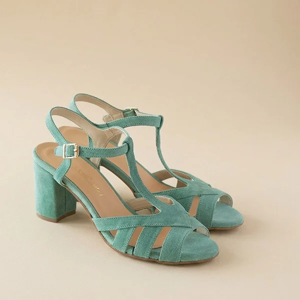 Γυναικεία Suede Πέδιλα Mint Green