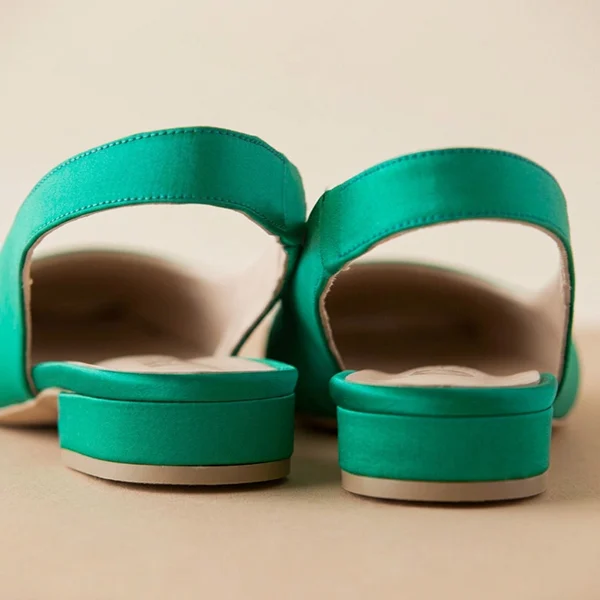 Γυναικείες Δερμάτινες Μπαλαρίνες Slingback με Χαμηλό Τακούνι