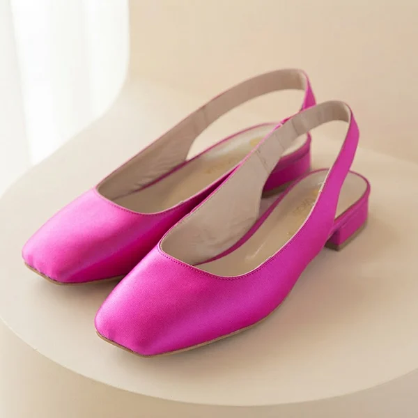 Γυναικείες Δερμάτινες Μπαλαρίνες Slingback με Χαμηλό Τακούνι