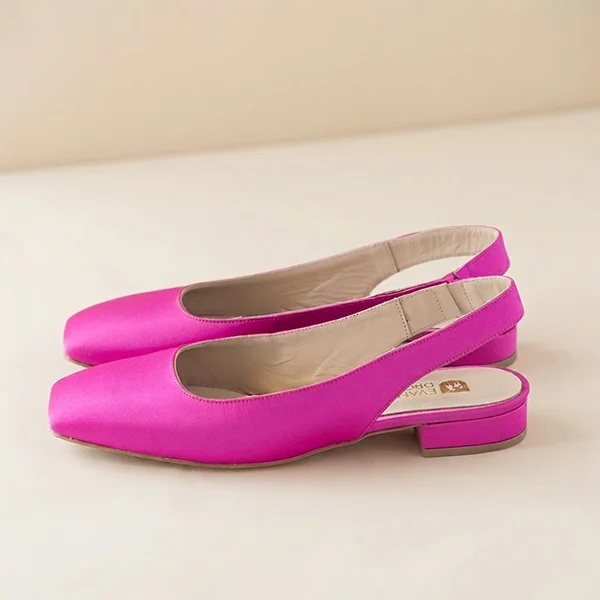 Γυναικείες Δερμάτινες Μπαλαρίνες Slingback με Χαμηλό Τακούνι