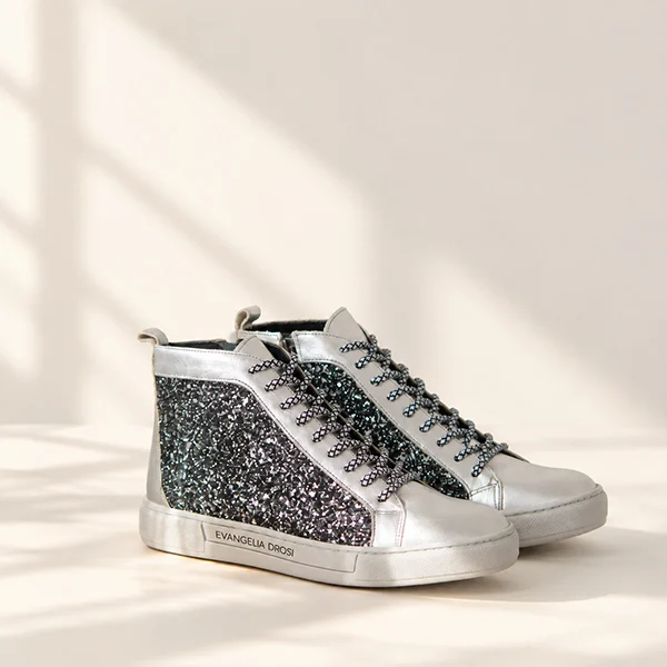 Γυναικεία Δερμάτινα Sneakers Boots Crystal