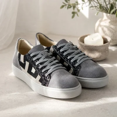 Γυναικεία Δερμάτινα Sneakers Γκρι Maiandros