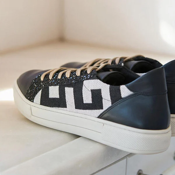 Γυναικεία Δερμάτινα Sneakers Μαύρα Maiandros